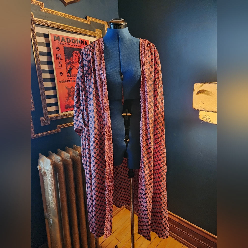 Stylish Red and Navy Kimono